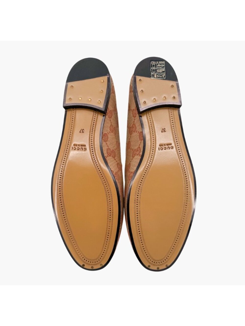 Gucci Jordaan Horsebit Loafers Size 37 US 7 Beige GG Monogram Canvas Flat Shoe - Picture 4 of 15